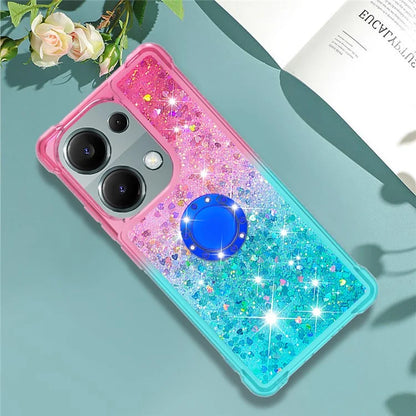 YB Quicksand Series-8 For Xiaomi Redmi Note 13 Pro 4G / Poco M6 Pro 4G Case Ring Kickstand Quicksand Phone Cover