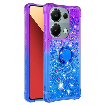 YB Quicksand Series-8 For Xiaomi Redmi Note 13 Pro 4G / Poco M6 Pro 4G Case Ring Kickstand Quicksand Phone Cover