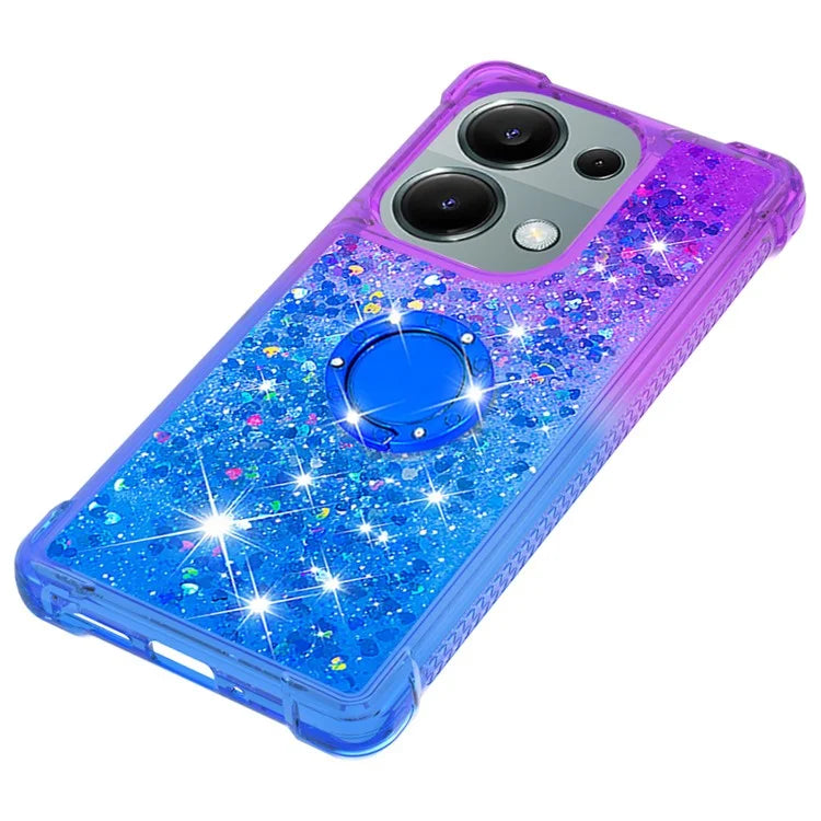 YB Quicksand Series-8 For Xiaomi Redmi Note 13 Pro 4G / Poco M6 Pro 4G Case Ring Kickstand Quicksand Phone Cover