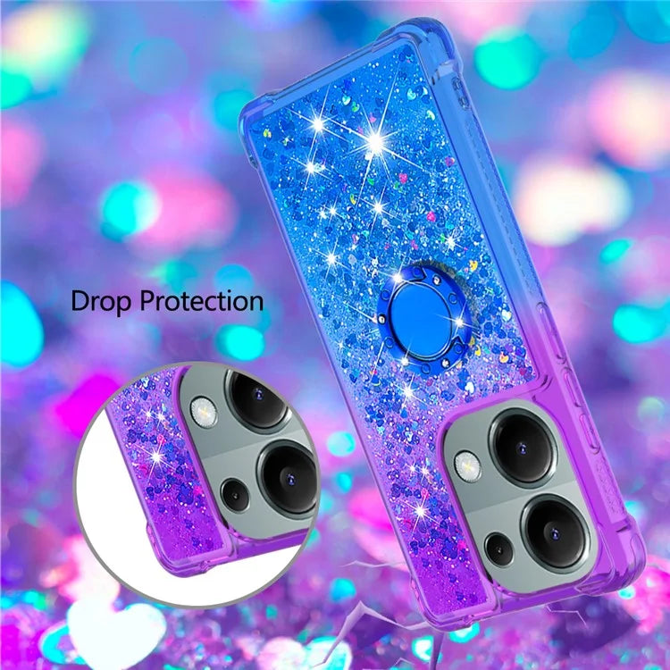 YB Quicksand Series-8 For Xiaomi Redmi Note 13 Pro 4G / Poco M6 Pro 4G Case Ring Kickstand Quicksand Phone Cover