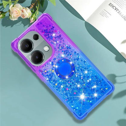 YB Quicksand Series-8 For Xiaomi Redmi Note 13 Pro 4G / Poco M6 Pro 4G Case Ring Kickstand Quicksand Phone Cover