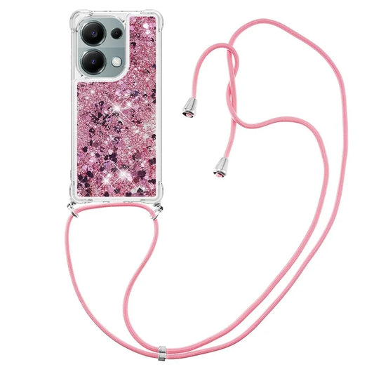 YB Quicksand Series-4 For Xiaomi Redmi Note 13 Pro 4G / Poco M6 Pro 4G TPU Case Quicksand Phone Cover with Lanyard