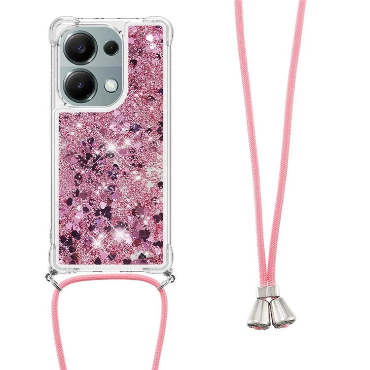 YB Quicksand Series-4 For Xiaomi Redmi Note 13 Pro 4G / Poco M6 Pro 4G TPU Case Quicksand Phone Cover with Lanyard