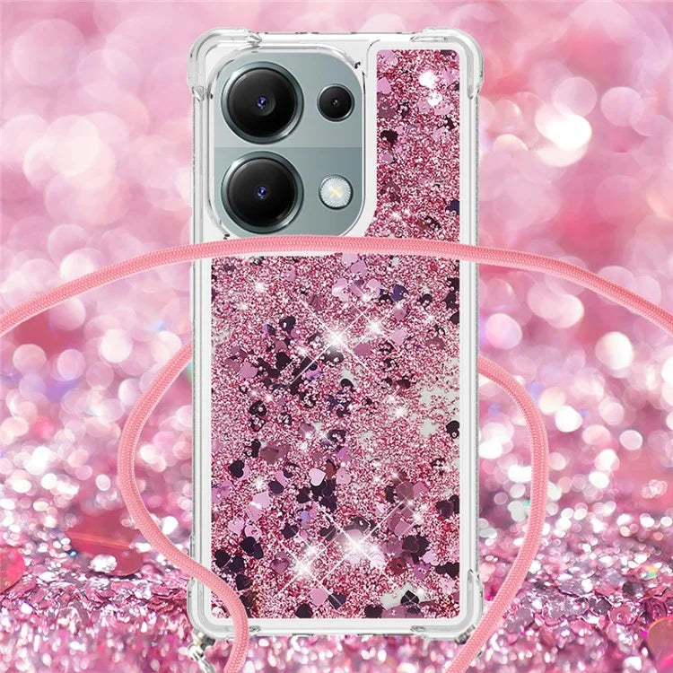 YB Quicksand Series-4 For Xiaomi Redmi Note 13 Pro 4G / Poco M6 Pro 4G TPU Case Quicksand Phone Cover with Lanyard