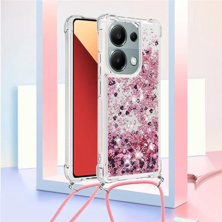 YB Quicksand Series-4 For Xiaomi Redmi Note 13 Pro 4G / Poco M6 Pro 4G TPU Case Quicksand Phone Cover with Lanyard