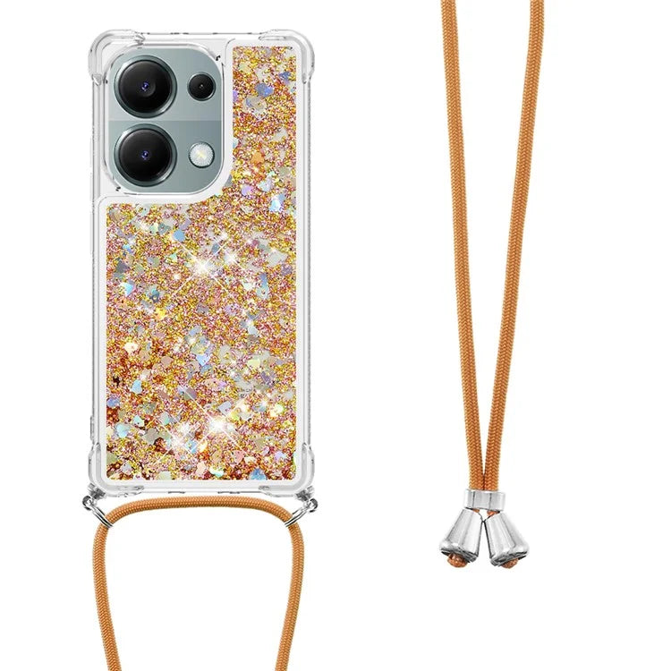 YB Quicksand Series-4 For Xiaomi Redmi Note 13 Pro 4G / Poco M6 Pro 4G TPU Case Quicksand Phone Cover with Lanyard