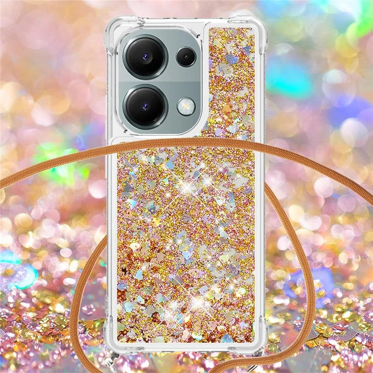 YB Quicksand Series-4 For Xiaomi Redmi Note 13 Pro 4G / Poco M6 Pro 4G TPU Case Quicksand Phone Cover with Lanyard