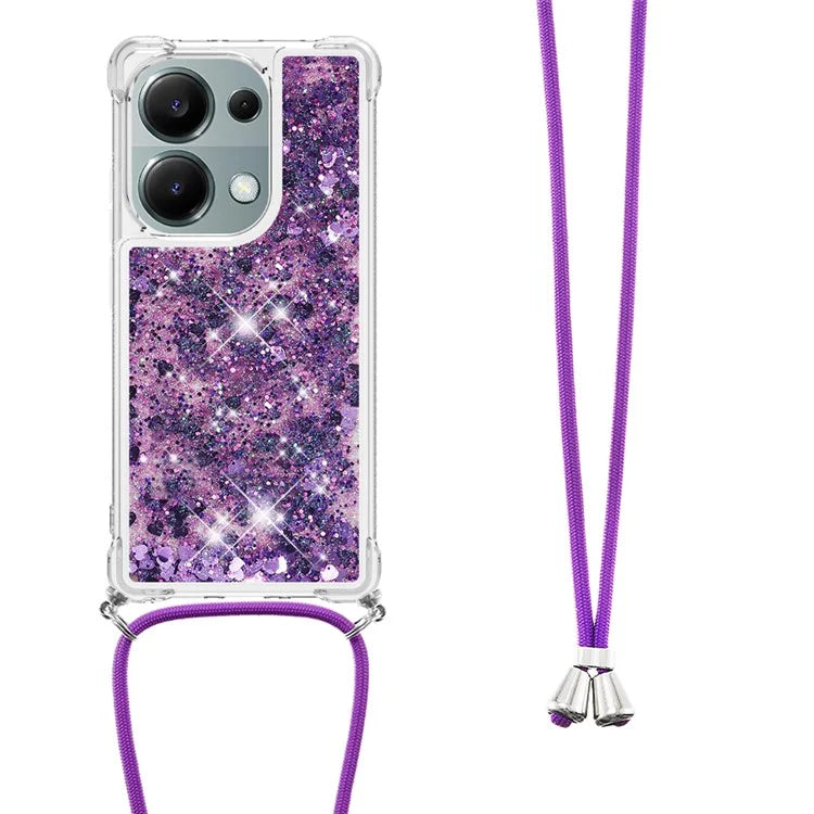 YB Quicksand Series-4 For Xiaomi Redmi Note 13 Pro 4G / Poco M6 Pro 4G TPU Case Quicksand Phone Cover with Lanyard