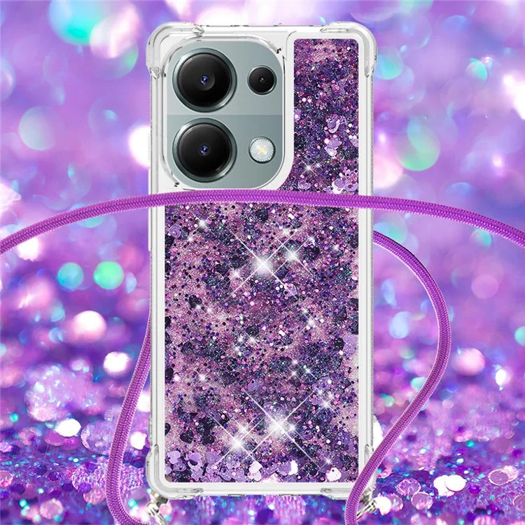 YB Quicksand Series-4 For Xiaomi Redmi Note 13 Pro 4G / Poco M6 Pro 4G TPU Case Quicksand Phone Cover with Lanyard
