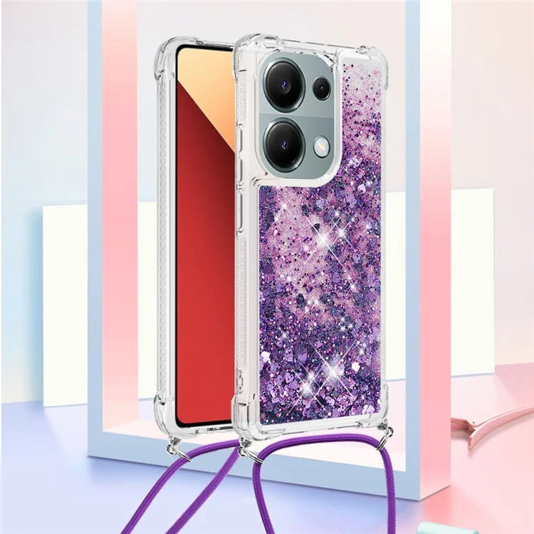 YB Quicksand Series-4 For Xiaomi Redmi Note 13 Pro 4G / Poco M6 Pro 4G TPU Case Quicksand Phone Cover with Lanyard