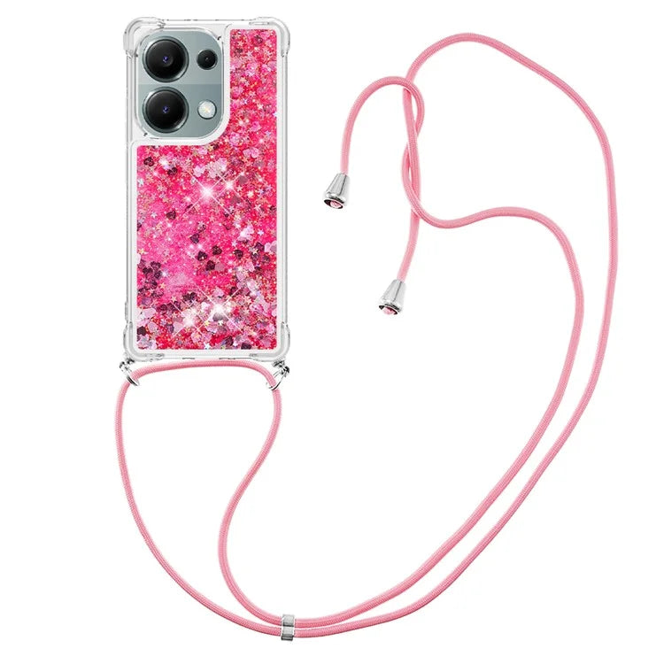 YB Quicksand Series-4 For Xiaomi Redmi Note 13 Pro 4G / Poco M6 Pro 4G TPU Case Quicksand Phone Cover with Lanyard