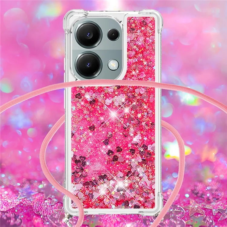 YB Quicksand Series-4 For Xiaomi Redmi Note 13 Pro 4G / Poco M6 Pro 4G TPU Case Quicksand Phone Cover with Lanyard