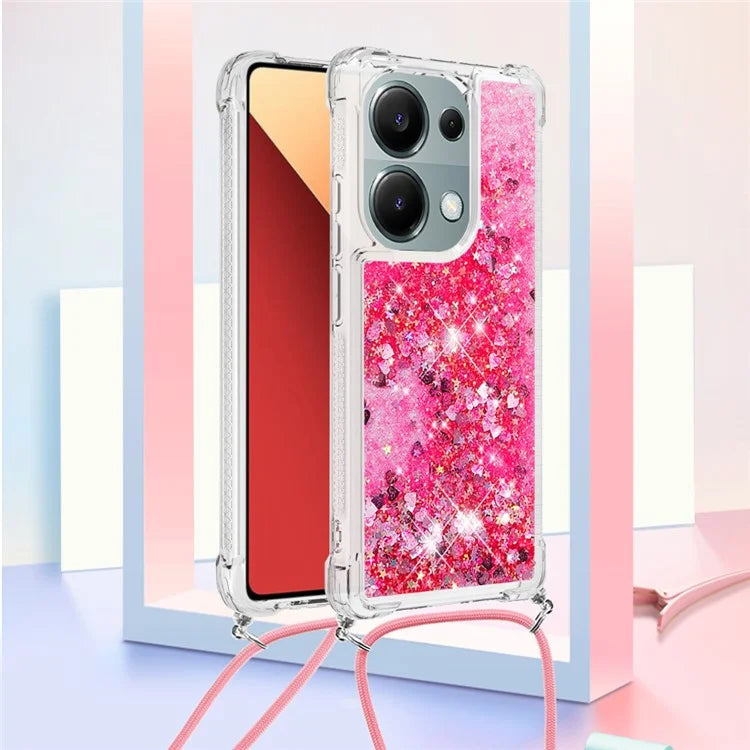 YB Quicksand Series-4 For Xiaomi Redmi Note 13 Pro 4G / Poco M6 Pro 4G TPU Case Quicksand Phone Cover with Lanyard