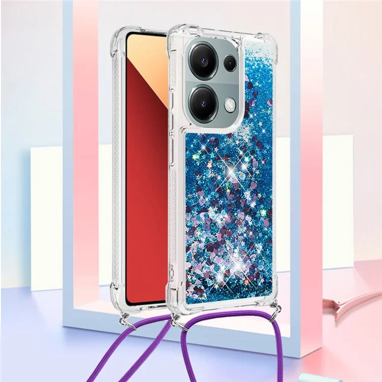 YB Quicksand Series-4 For Xiaomi Redmi Note 13 Pro 4G / Poco M6 Pro 4G TPU Case Quicksand Phone Cover with Lanyard
