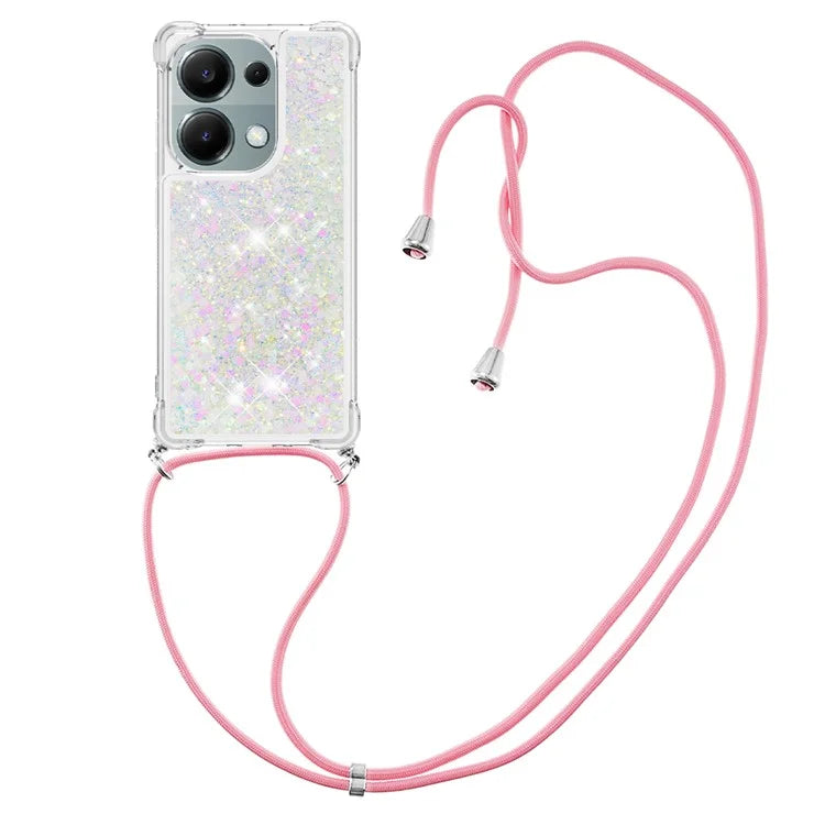 YB Quicksand Series-4 For Xiaomi Redmi Note 13 Pro 4G / Poco M6 Pro 4G TPU Case Quicksand Phone Cover with Lanyard