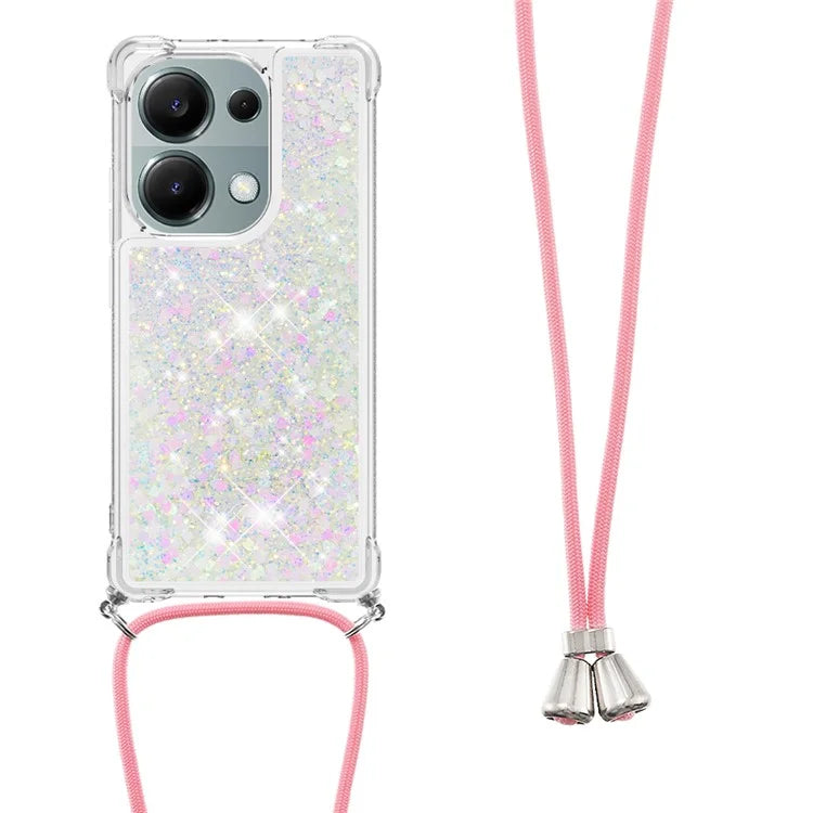 YB Quicksand Series-4 For Xiaomi Redmi Note 13 Pro 4G / Poco M6 Pro 4G TPU Case Quicksand Phone Cover with Lanyard