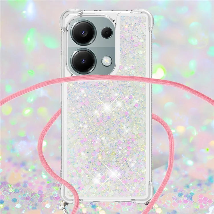 YB Quicksand Series-4 For Xiaomi Redmi Note 13 Pro 4G / Poco M6 Pro 4G TPU Case Quicksand Phone Cover with Lanyard