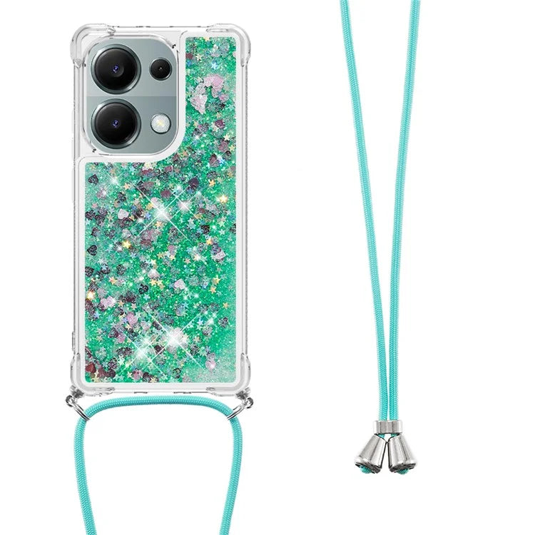 YB Quicksand Series-4 For Xiaomi Redmi Note 13 Pro 4G / Poco M6 Pro 4G TPU Case Quicksand Phone Cover with Lanyard