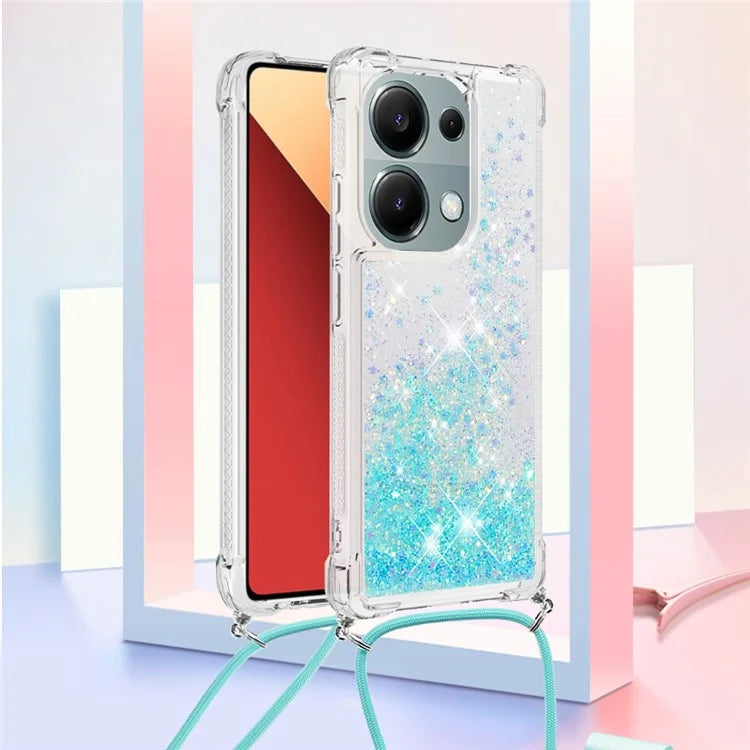 YB Quicksand Series-4 For Xiaomi Redmi Note 13 Pro 4G / Poco M6 Pro 4G TPU Case Quicksand Phone Cover with Lanyard