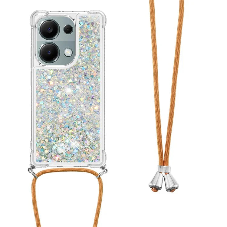 YB Quicksand Series-4 For Xiaomi Redmi Note 13 Pro 4G / Poco M6 Pro 4G TPU Case Quicksand Phone Cover with Lanyard