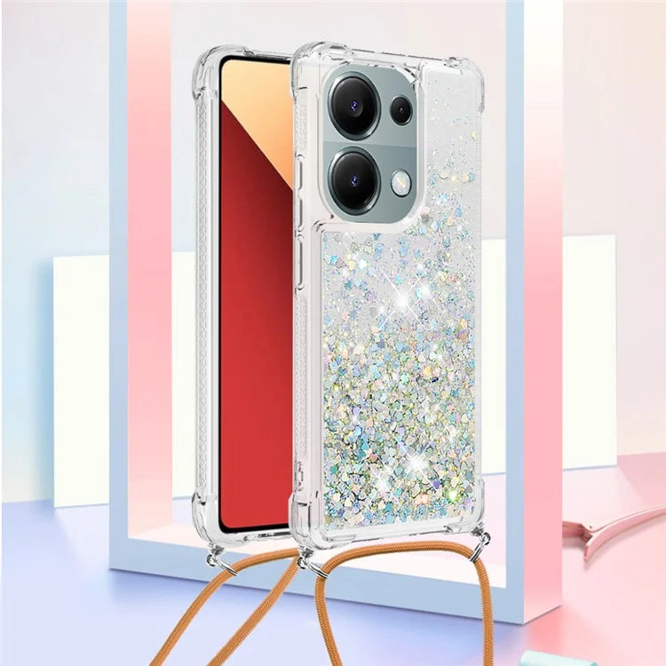 YB Quicksand Series-4 For Xiaomi Redmi Note 13 Pro 4G / Poco M6 Pro 4G TPU Case Quicksand Phone Cover with Lanyard