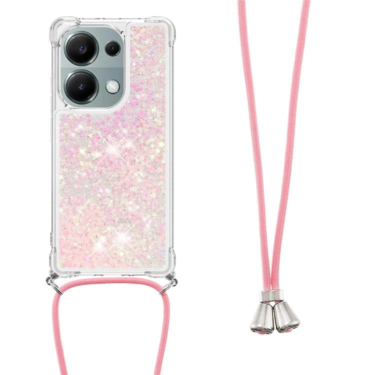 YB Quicksand Series-4 For Xiaomi Redmi Note 13 Pro 4G / Poco M6 Pro 4G TPU Case Quicksand Phone Cover with Lanyard