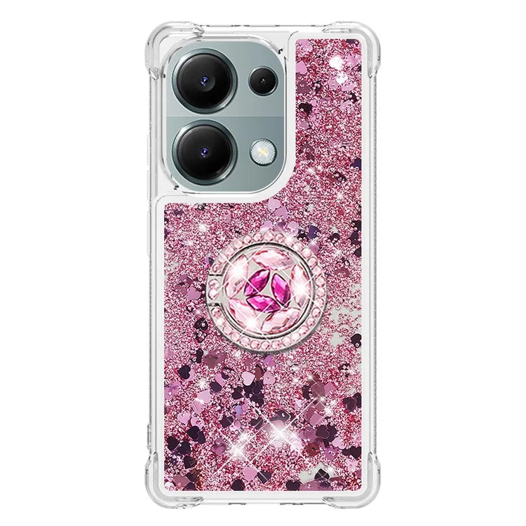 YB Quicksand Series-7 For Xiaomi Redmi Note 13 Pro 4G / Poco M6 Pro 4G Case Flowing Sequins Phone Kickstand Cover