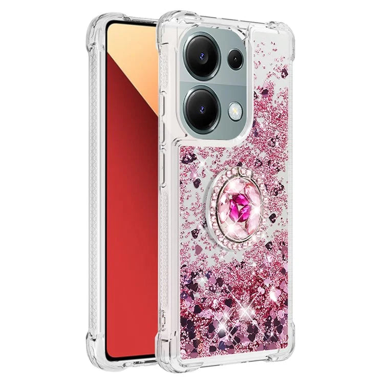 YB Quicksand Series-7 For Xiaomi Redmi Note 13 Pro 4G / Poco M6 Pro 4G Case Flowing Sequins Phone Kickstand Cover