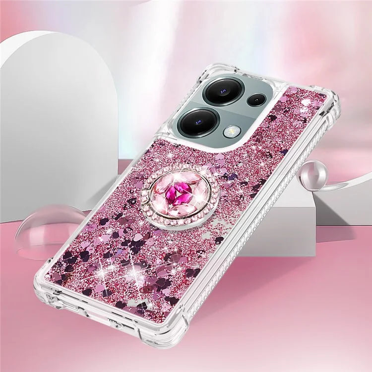 YB Quicksand Series-7 For Xiaomi Redmi Note 13 Pro 4G / Poco M6 Pro 4G Case Flowing Sequins Phone Kickstand Cover