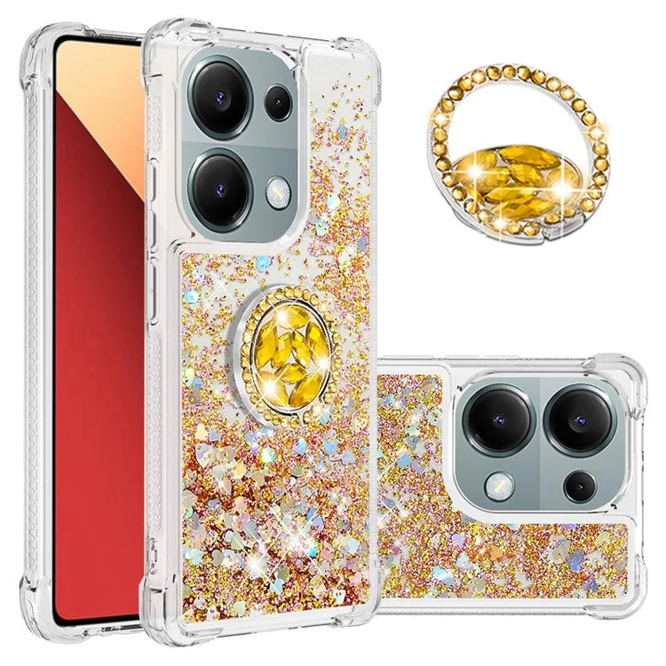 YB Quicksand Series-7 For Xiaomi Redmi Note 13 Pro 4G / Poco M6 Pro 4G Case Flowing Sequins Phone Kickstand Cover