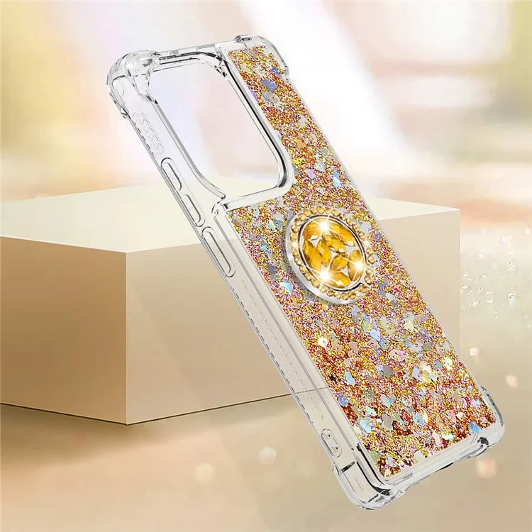 YB Quicksand Series-7 For Xiaomi Redmi Note 13 Pro 4G / Poco M6 Pro 4G Case Flowing Sequins Phone Kickstand Cover