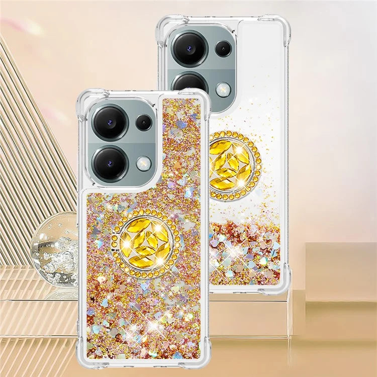 YB Quicksand Series-7 For Xiaomi Redmi Note 13 Pro 4G / Poco M6 Pro 4G Case Flowing Sequins Phone Kickstand Cover