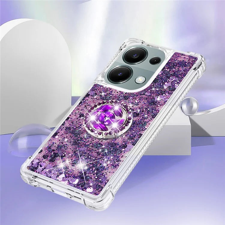 YB Quicksand Series-7 For Xiaomi Redmi Note 13 Pro 4G / Poco M6 Pro 4G Case Flowing Sequins Phone Kickstand Cover