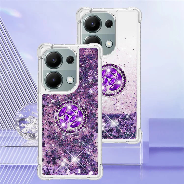 YB Quicksand Series-7 For Xiaomi Redmi Note 13 Pro 4G / Poco M6 Pro 4G Case Flowing Sequins Phone Kickstand Cover