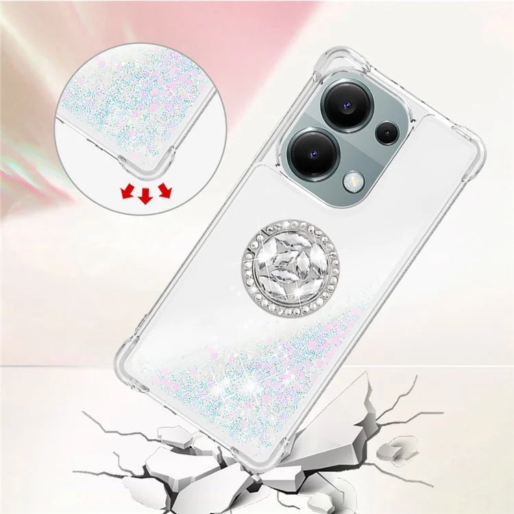 YB Quicksand Series-7 For Xiaomi Redmi Note 13 Pro 4G / Poco M6 Pro 4G Case Flowing Sequins Phone Kickstand Cover