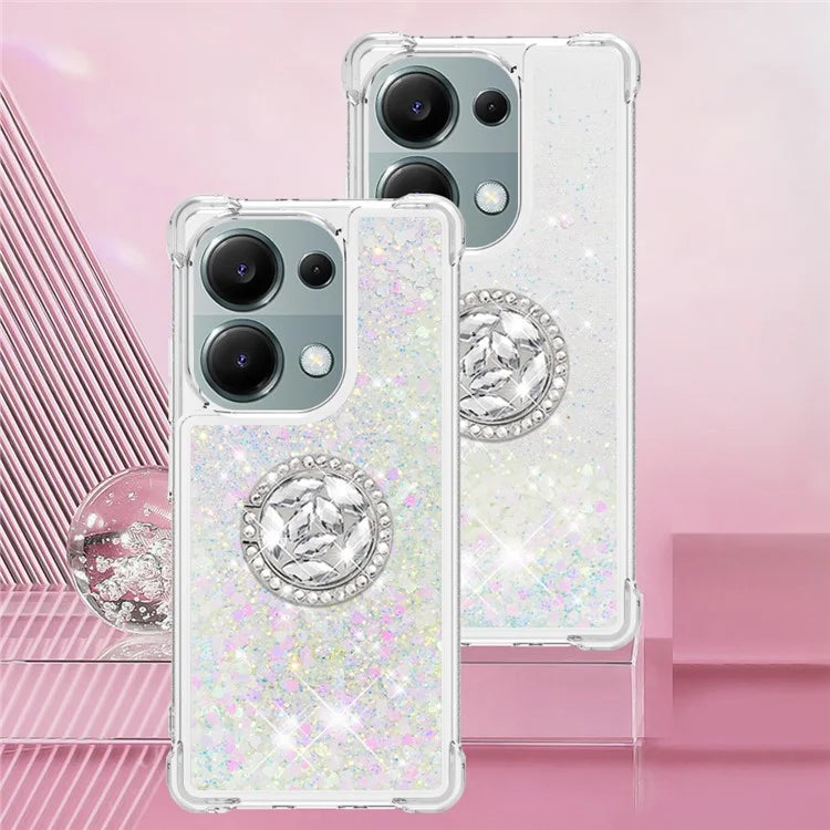 YB Quicksand Series-7 For Xiaomi Redmi Note 13 Pro 4G / Poco M6 Pro 4G Case Flowing Sequins Phone Kickstand Cover