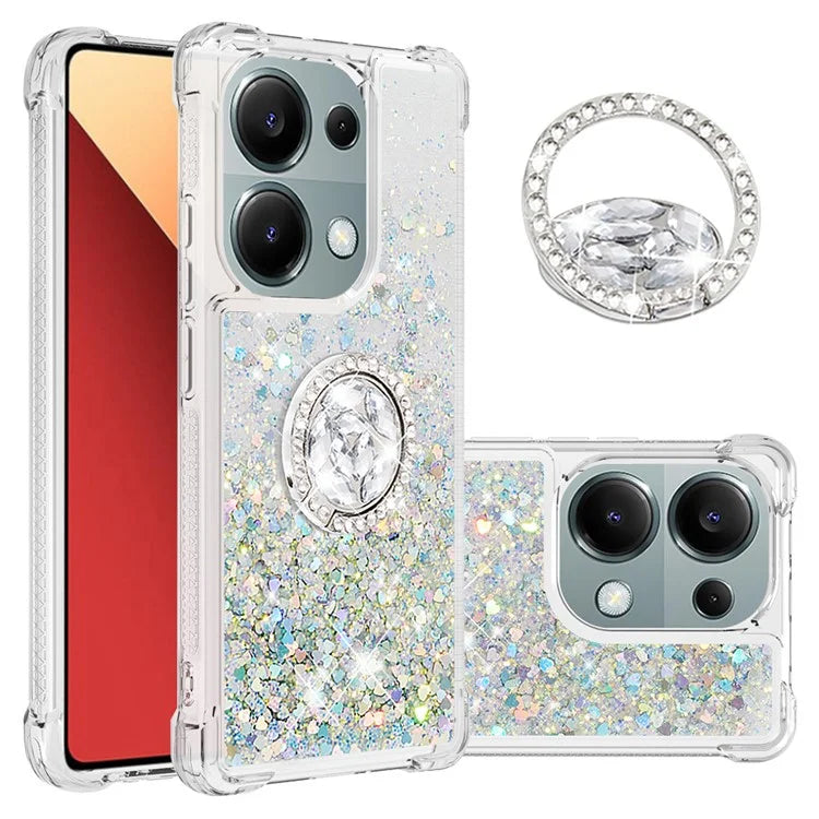 YB Quicksand Series-7 For Xiaomi Redmi Note 13 Pro 4G / Poco M6 Pro 4G Case Flowing Sequins Phone Kickstand Cover