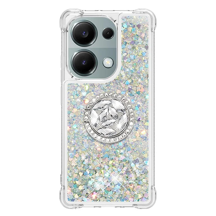YB Quicksand Series-7 For Xiaomi Redmi Note 13 Pro 4G / Poco M6 Pro 4G Case Flowing Sequins Phone Kickstand Cover
