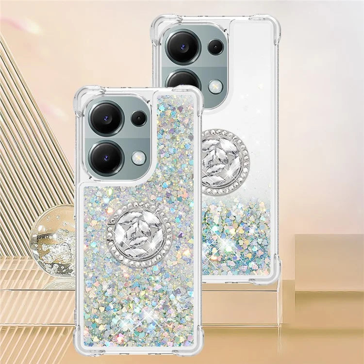 YB Quicksand Series-7 For Xiaomi Redmi Note 13 Pro 4G / Poco M6 Pro 4G Case Flowing Sequins Phone Kickstand Cover