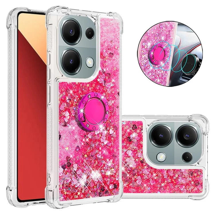 YB Quicksand Series-7 For Xiaomi Redmi Note 13 Pro 4G / Poco M6 Pro 4G Case Flowing Sequins Phone Kickstand Cover