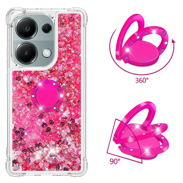 YB Quicksand Series-7 For Xiaomi Redmi Note 13 Pro 4G / Poco M6 Pro 4G Case Flowing Sequins Phone Kickstand Cover