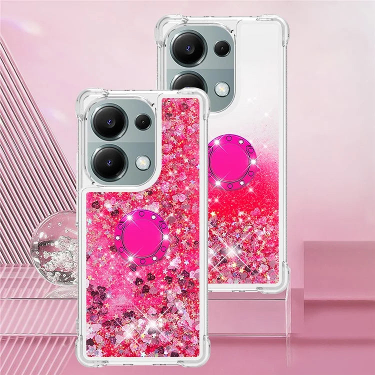 YB Quicksand Series-7 For Xiaomi Redmi Note 13 Pro 4G / Poco M6 Pro 4G Case Flowing Sequins Phone Kickstand Cover