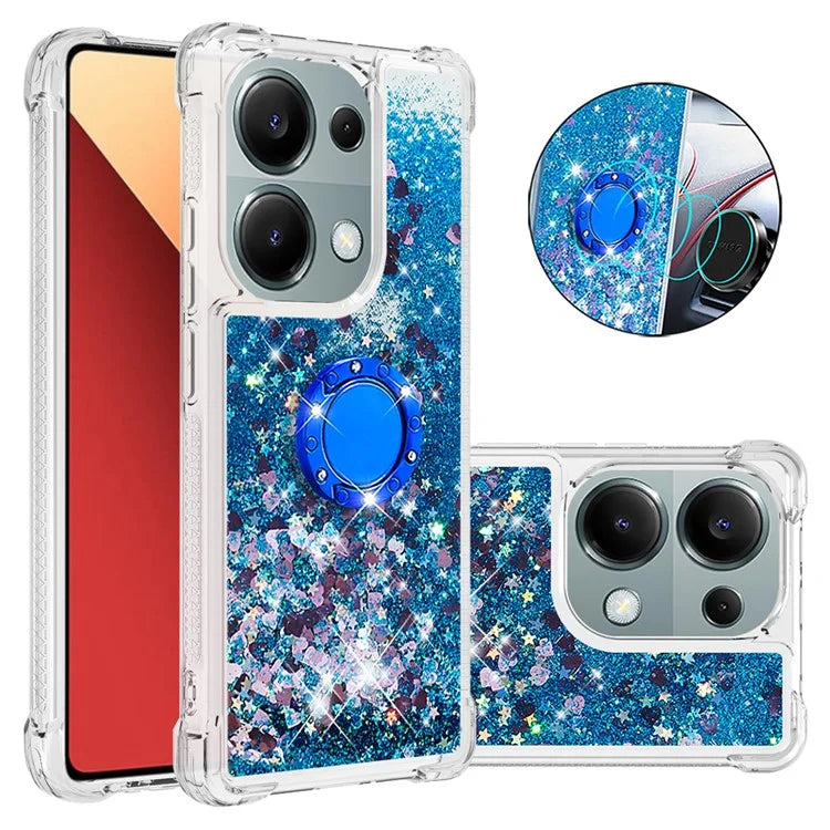 YB Quicksand Series-7 For Xiaomi Redmi Note 13 Pro 4G / Poco M6 Pro 4G Case Flowing Sequins Phone Kickstand Cover