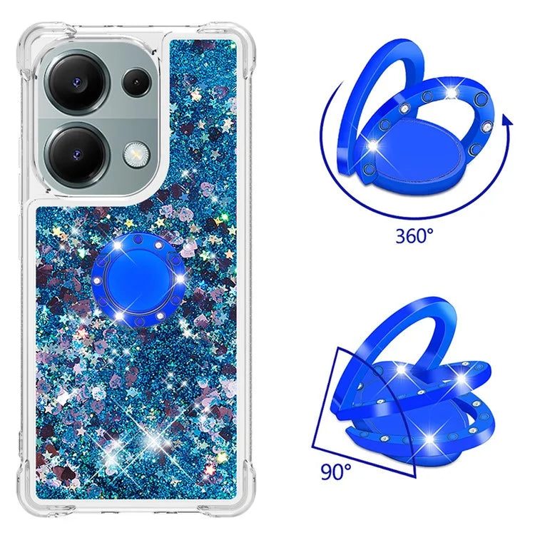 YB Quicksand Series-7 For Xiaomi Redmi Note 13 Pro 4G / Poco M6 Pro 4G Case Flowing Sequins Phone Kickstand Cover
