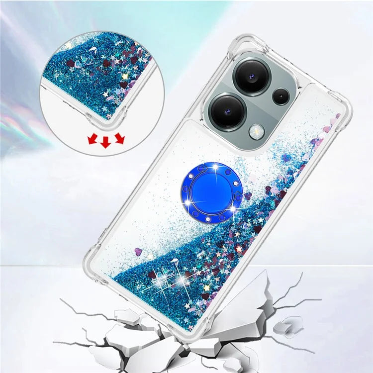 YB Quicksand Series-7 For Xiaomi Redmi Note 13 Pro 4G / Poco M6 Pro 4G Case Flowing Sequins Phone Kickstand Cover
