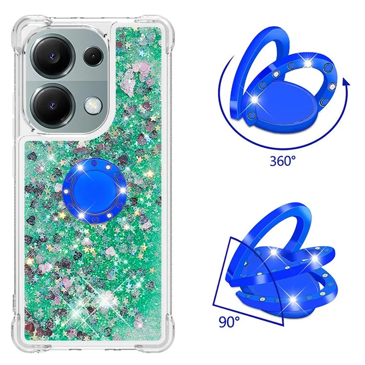 YB Quicksand Series-7 For Xiaomi Redmi Note 13 Pro 4G / Poco M6 Pro 4G Case Flowing Sequins Phone Kickstand Cover