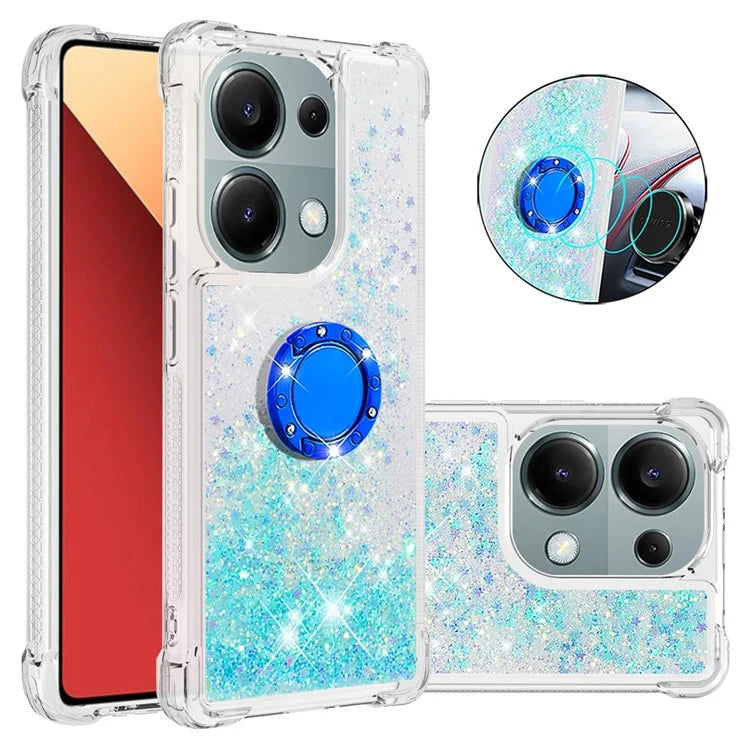 YB Quicksand Series-7 For Xiaomi Redmi Note 13 Pro 4G / Poco M6 Pro 4G Case Flowing Sequins Phone Kickstand Cover