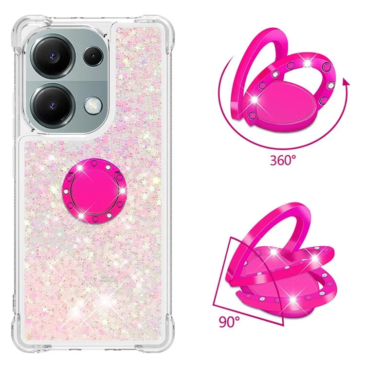 YB Quicksand Series-7 For Xiaomi Redmi Note 13 Pro 4G / Poco M6 Pro 4G Case Flowing Sequins Phone Kickstand Cover