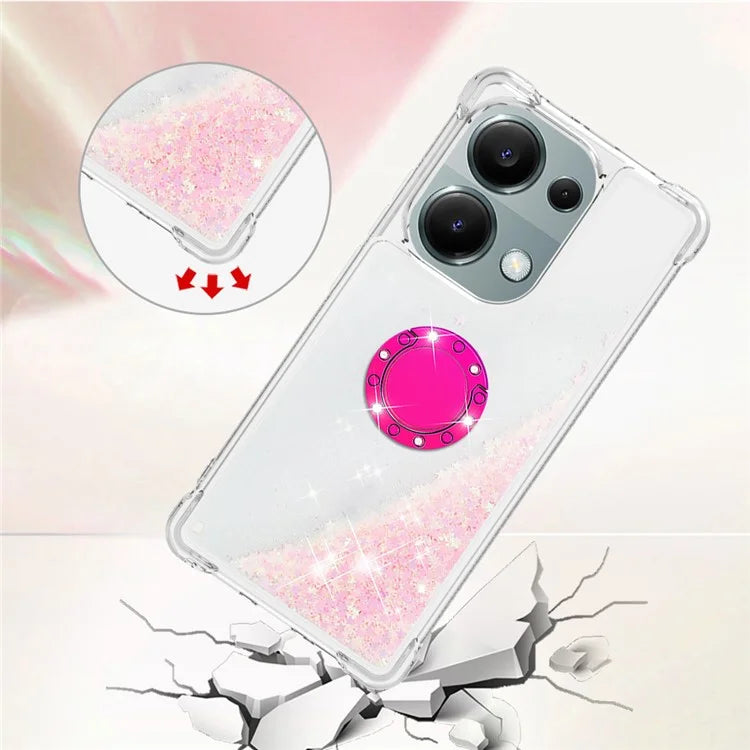 YB Quicksand Series-7 For Xiaomi Redmi Note 13 Pro 4G / Poco M6 Pro 4G Case Flowing Sequins Phone Kickstand Cover