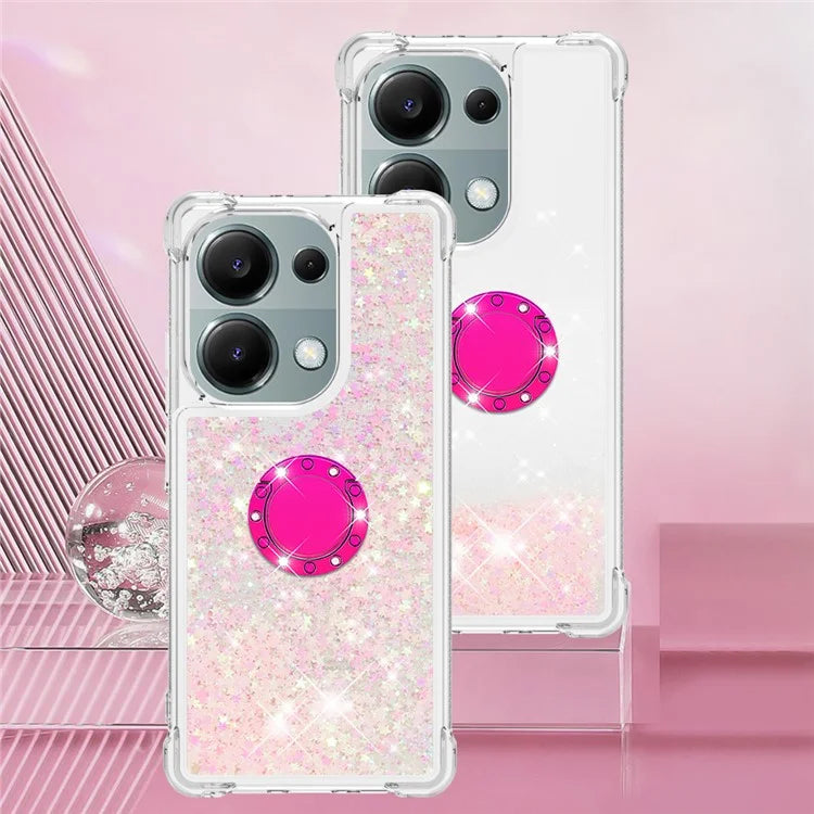 YB Quicksand Series-7 For Xiaomi Redmi Note 13 Pro 4G / Poco M6 Pro 4G Case Flowing Sequins Phone Kickstand Cover